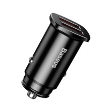 Автомобильное зарядное устройство Baseus Square Metal QC 3.0 30W 2USB 5A Черный