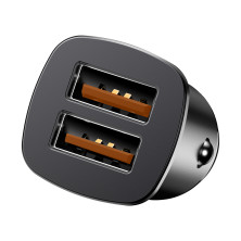 Автомобильное зарядное устройство Baseus Square Metal QC 3.0 30W 2USB 5A Черный