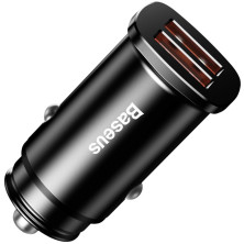 Автомобільний зарядний пристрій Baseus Square Metal QC 3.0 30W 2USB 5A Чорний