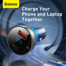 Автомобильное зарядное устройство Baseus Particular Digital QC 4.0+PD3.0 PPS 65W USB + Type-C 5A Серый