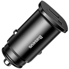 Автомобільний зарядний пристрій Baseus Square Metal QC 4.0 + PD3.0 30W USB + Type-C 5A Чорний