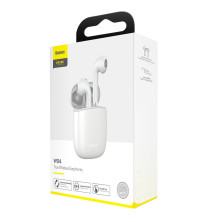 Бездротові Bluetooth навушники Baseus Encok TWS W04 Pro з функцією бездротової зарядки Qi Білий