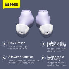 Беспроводные Bluetooth наушники Baseus Encok TWS WM01 Фиолетовый