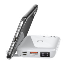 УМБ Baseus Mini S 1in2 Bracket 10000mAh 18W QC3.0 PD з Бездротовий зарядкою Qi 10W Білий