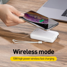 УМБ Baseus Mini S 1in2 Bracket 10000mAh 18W QC3.0 PD з Бездротовий зарядкою Qi 10W Білий