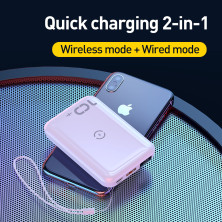 УМБ Baseus Mini S 1in2 Bracket 10000mAh 18W QC3.0 PD з Бездротовий зарядкою Qi 10W Білий
