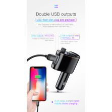 FM-трансмітер Baseus Locomotive MP3 Car Charger 2USB 3.4A Чорний