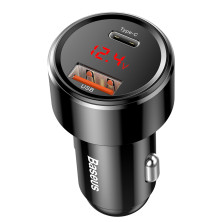 Автомобильное зарядное устройство Baseus Magic Series Dual Quick Charge Car Charger QC 4.0 45W USB + Type-C Черный