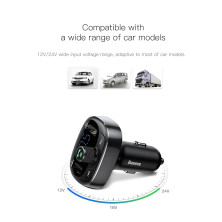 Автомобільний зарядний пристрій Baseus T-Typed MP3 Car Charger S-09 2USB 3.4A Сріблястий