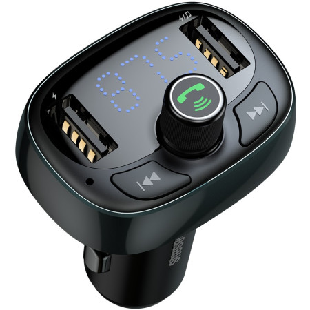 Автомобільний зарядний пристрій Baseus T-Typed MP3 Car Charger S-09 2USB 3.4A Сріблястий