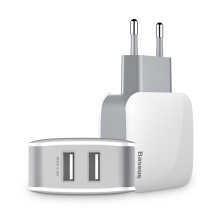Сетевое зарядное устройство Baseus Letour Dual U Charger 2USB 2.4A Бело-Серый