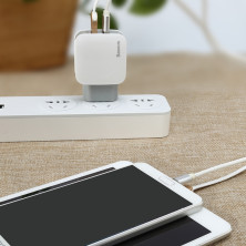 Сетевое зарядное устройство Baseus Letour Dual U Charger 2USB 2.4A Бело-Серый