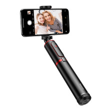 Селфі-монопод Baseus Fully Folding 2in1 з функцією штатива та пультом Bluetooth Чорно-Червоний