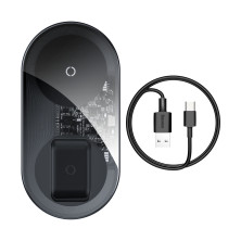Беспроводное зарядное устройство Baseus Simple 2in1 For Phone+Pods Pro с технологией Qi 15W 2A Прозрачный
