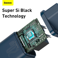 Сетевое зарядное устройство Baseus Super Si QC PD3.0 20W Type-C 3A + Кабель 2.3A Type-C to Lightning 1м Синий
