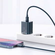 Сетевое зарядное устройство Baseus Super Si QC PD3.0 20W Type-C 3A + Кабель 2.3A Type-C to Lightning 1м Синий