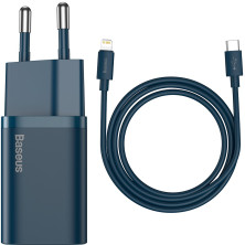 Мережевий зарядний пристрій Baseus Super Si QC PD3.0 20W Type-C 3A + Кабель 2.3A Type-C to Lightning 1м Синій