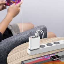 Сетевое зарядное устройство Baseus Mirror Travel Digital Display 30W 4USB 6A Белый