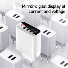 Сетевое зарядное устройство Baseus Mirror Travel Digital Display 30W 4USB 6A Белый