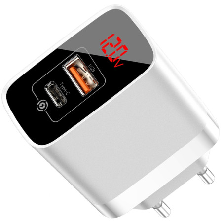 Сетевое зарядное устройство Baseus Mirror Lake PPS QC3.0+PD3.0 18W USB+Type-C 3A Белый