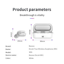 Бездротові TWS Bluetooth навушники Baseus Encok W01 Білий
