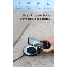 Беспроводное зарядное устройство Baseus Simple NEW Wireless Charger с технологией Qi 15W Прозрачный