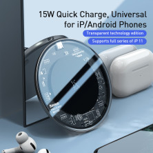 Беспроводное зарядное устройство Baseus Simple NEW Wireless Charger с технологией Qi 15W Прозрачный