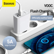 Сетевое зарядное устройство Baseus Speed PPS QC3.0+PD3.0 30W VOOC USB+Type-C 5A + Кабель VOOC Type-C to Type-C 5A 1м Белый