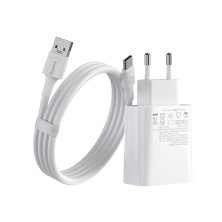 Сетевое зарядное устройство Baseus Speed PPS QC3.0+PD3.0 30W VOOC USB+Type-C 5A + Кабель VOOC Type-C to Type-C 5A 1м Белый