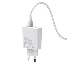 Сетевое зарядное устройство Baseus Speed PPS QC3.0+PD3.0 30W VOOC USB+Type-C 5A + Кабель VOOC Type-C to Type-C 5A 1м Белый