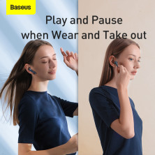 Бездротові Bluetooth навушники Baseus Encok TWS W05 з функцією бездротової зарядки Qi СинІй