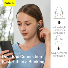Бездротові Bluetooth навушники Baseus Encok TWS W05 з функцією бездротової зарядки Qi СинІй