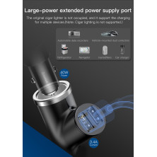 Автомобильное зарядное устройство Baseus Y-Type 2 USB 3.4A + 1 Прикуриватель 40W Черный