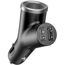 Автомобільний зарядний пристрій Baseus Y-Type 2 USB 3.4A + 1 Прикурювач 40W Чорний