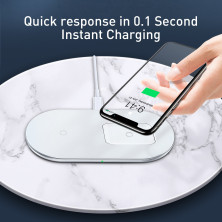 Беспроводное зарядное устройство Baseus Simple 2in1 For Phone+Pods Pro с технологией Qi 15W 2A Белый