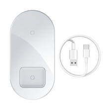 Беспроводное зарядное устройство Baseus Simple 2in1 For Phone+Pods Pro с технологией Qi 15W 2A Белый