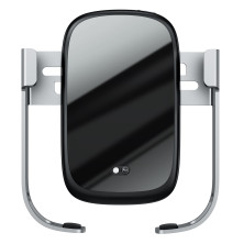 Автотримач з Бездротовою зарядкою Baseus Rock-Solid з технологією Qi 10W і зарядкою в прикурювач QC 3.0 30W 2USB 5A Сріблястий