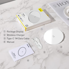 Беспроводное зарядное устройство Baseus Simple NEW Wireless Charger с технологией Qi 15W Белый