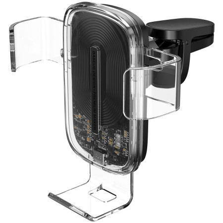 Автотримач для телефону Baseus Explore 2in1 в повітропровід з бездротовою зарядкою Qi 15W 2A Прозорий