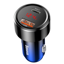 Автомобильное зарядное устройство Baseus Magic Series Dual Quick Charge Car Charger QC 4.0 45W USB + Type-C Синий