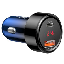 Автомобильное зарядное устройство Baseus Magic Series Dual Quick Charge Car Charger QC 4.0 45W USB + Type-C Синий