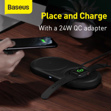 Беспроводное зарядное устройство Baseus Planet 2in1 с технологией Qi 10W MAX и адаптером 24W QC3.0 Черный