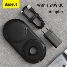Беспроводное зарядное устройство Baseus Planet 2in1 с технологией Qi 10W MAX и адаптером 24W QC3.0 Черный