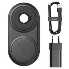 Беспроводное зарядное устройство Baseus Planet 2in1 с технологией Qi 10W MAX и адаптером 24W QC3.0 Черный