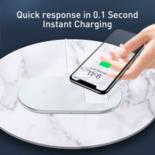 Беспроводное зарядное устройство Baseus Simple 2in1 For Phone+Pods с технологией Qi 18W MAX Белый