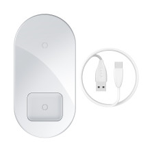Беспроводное зарядное устройство Baseus Simple 2in1 For Phone+Pods с технологией Qi 18W MAX Белый