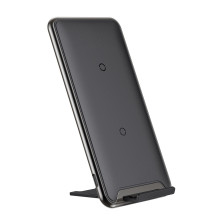Беспроводная зарядка-подставка для телефона быстрая Baseus Three-coil Wireless Charging Pad Qi 10W Черная