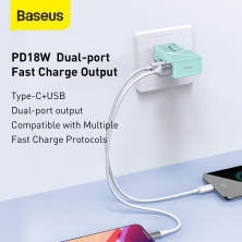 Сетевое зарядное устройство Baseus Universal Conversion PPS QC3.0+PD3.0 18W USB+Type-C 3A Универсальное Голубой