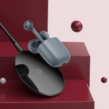 Бездротові Bluetooth навушники Baseus Encok TWS W04 Pro з функцією бездротової зарядки Qi Сірий