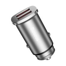 Автомобильное зарядное устройство Baseus Square Metal QC 3.0 30W 2USB 5A Серебристый